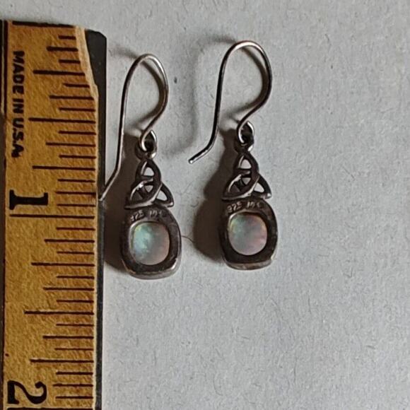 Morningflower Knot Earrings white Opal Sterling Silver French Hook Ear Wire 925 - Picture 8 of 8